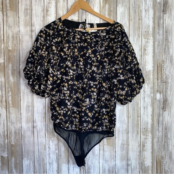 NWT Intimately Free People Dessa Black Floral Bodysuit - Picture 10 of 11